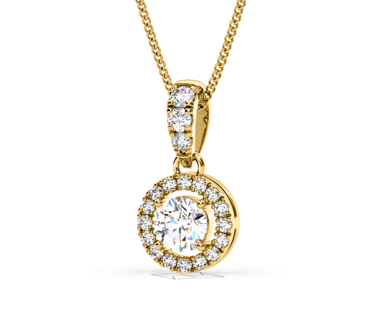 Ella Lab Diamond Halo 0.71ct Pendant Necklace in 18K Yellow Gold F/VS1 - Image 12