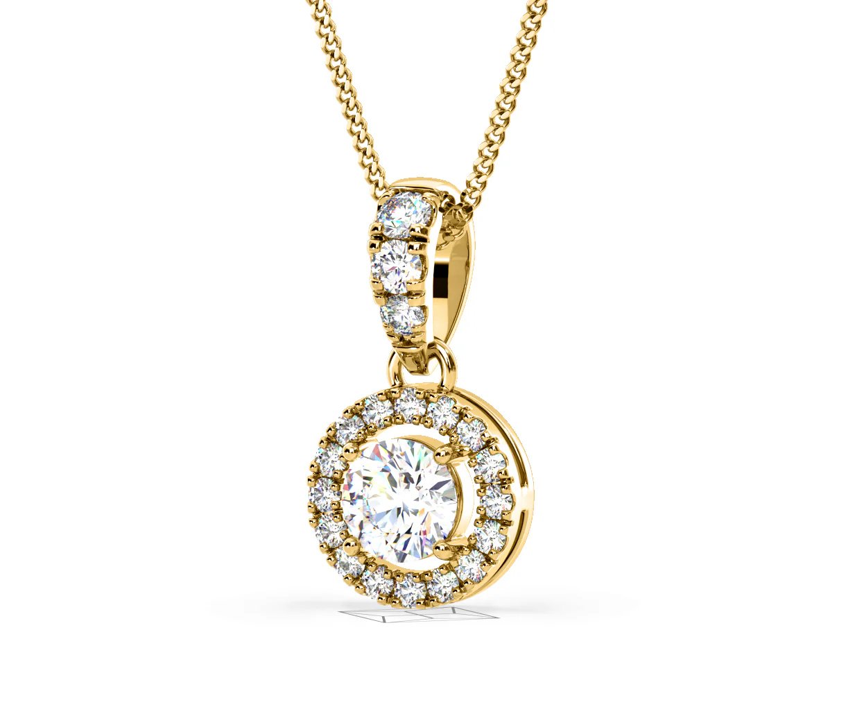 Ella Lab Diamond Halo 0.71ct Pendant Necklace in 18K Yellow Gold F/VS1 - Image 13