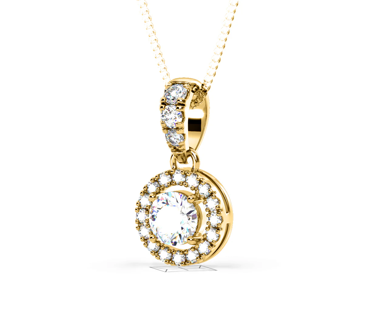 Ella Lab Diamond Halo 0.71ct Pendant Necklace in 18K Yellow Gold F/VS1 - Image 14