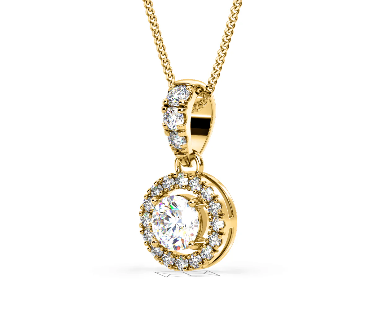 Ella Lab Diamond Halo 0.71ct Pendant Necklace in 18K Yellow Gold F/VS1 - Image 15