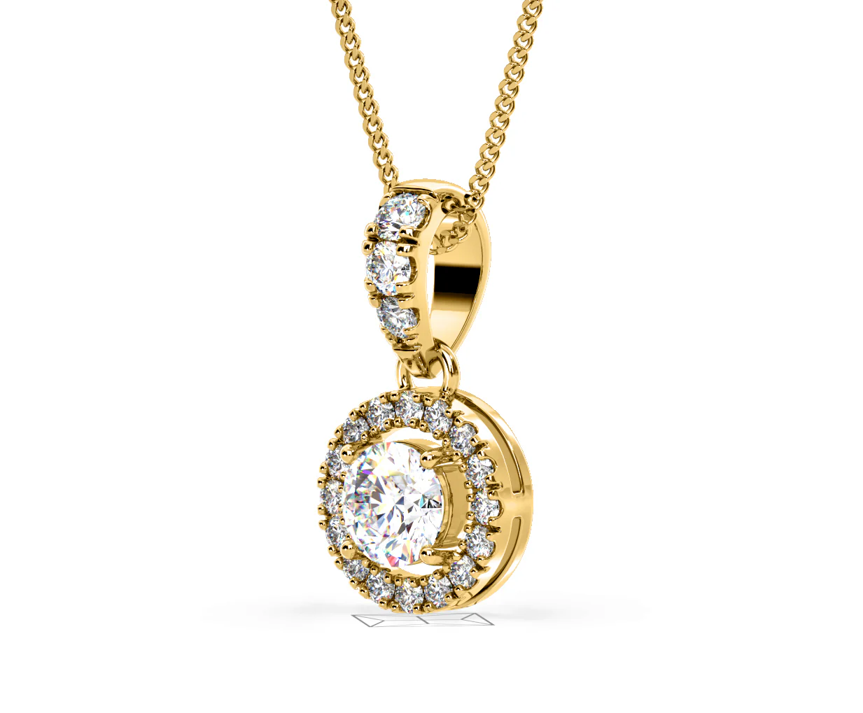 Ella Lab Diamond Halo 0.71ct Pendant Necklace in 18K Yellow Gold F/VS1 - Image 16