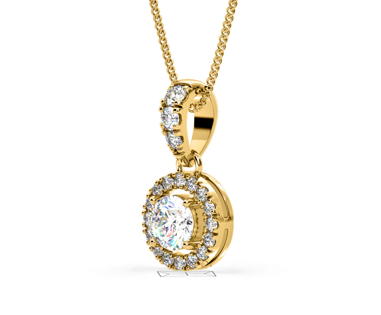 Ella Lab Diamond Halo 0.71ct Pendant Necklace in 18K Yellow Gold F/VS1 - Image 17