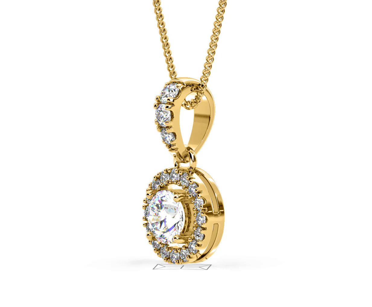 Ella Lab Diamond Halo 0.71ct Pendant Necklace in 18K Yellow Gold F/VS1 - Image 19
