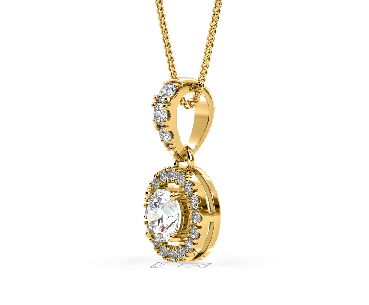 Ella Lab Diamond Halo 0.71ct Pendant Necklace in 18K Yellow Gold F/VS1 - Image 20