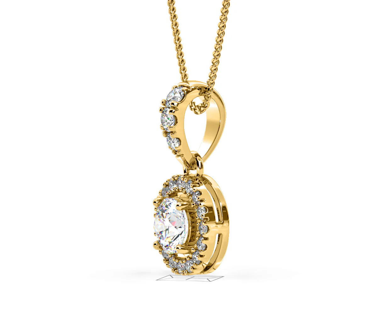 Ella Lab Diamond Halo 0.71ct Pendant Necklace in 18K Yellow Gold F/VS1 - Image 21