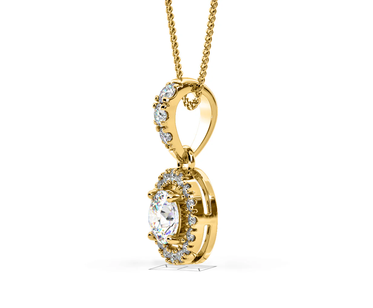 Ella Lab Diamond Halo 0.71ct Pendant Necklace in 18K Yellow Gold F/VS1 - Image 22