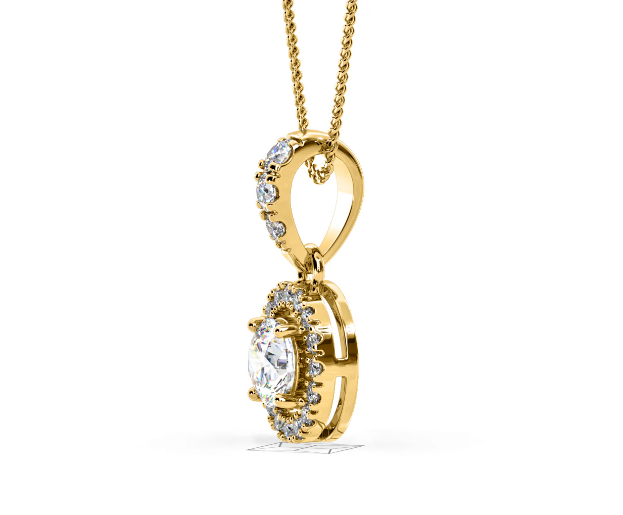 Ella Lab Diamond Halo 0.71ct Pendant Necklace in 18K Yellow Gold F/VS1 - Image 23