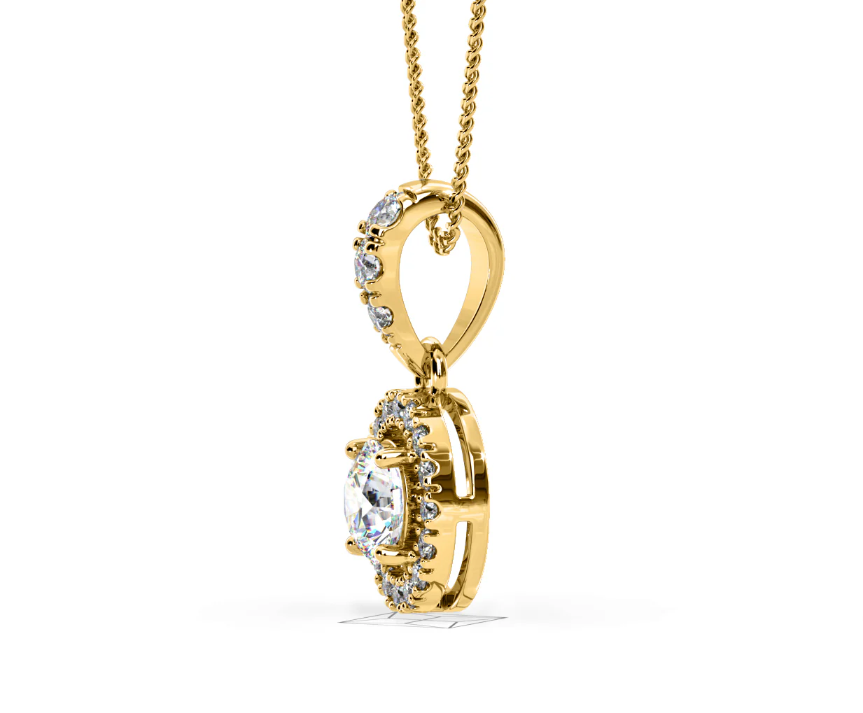 Ella Lab Diamond Halo 0.71ct Pendant Necklace in 18K Yellow Gold F/VS1 - Image 24