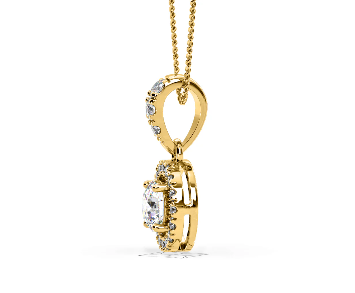 Ella Lab Diamond Halo 0.71ct Pendant Necklace in 18K Yellow Gold F/VS1 - Image 25