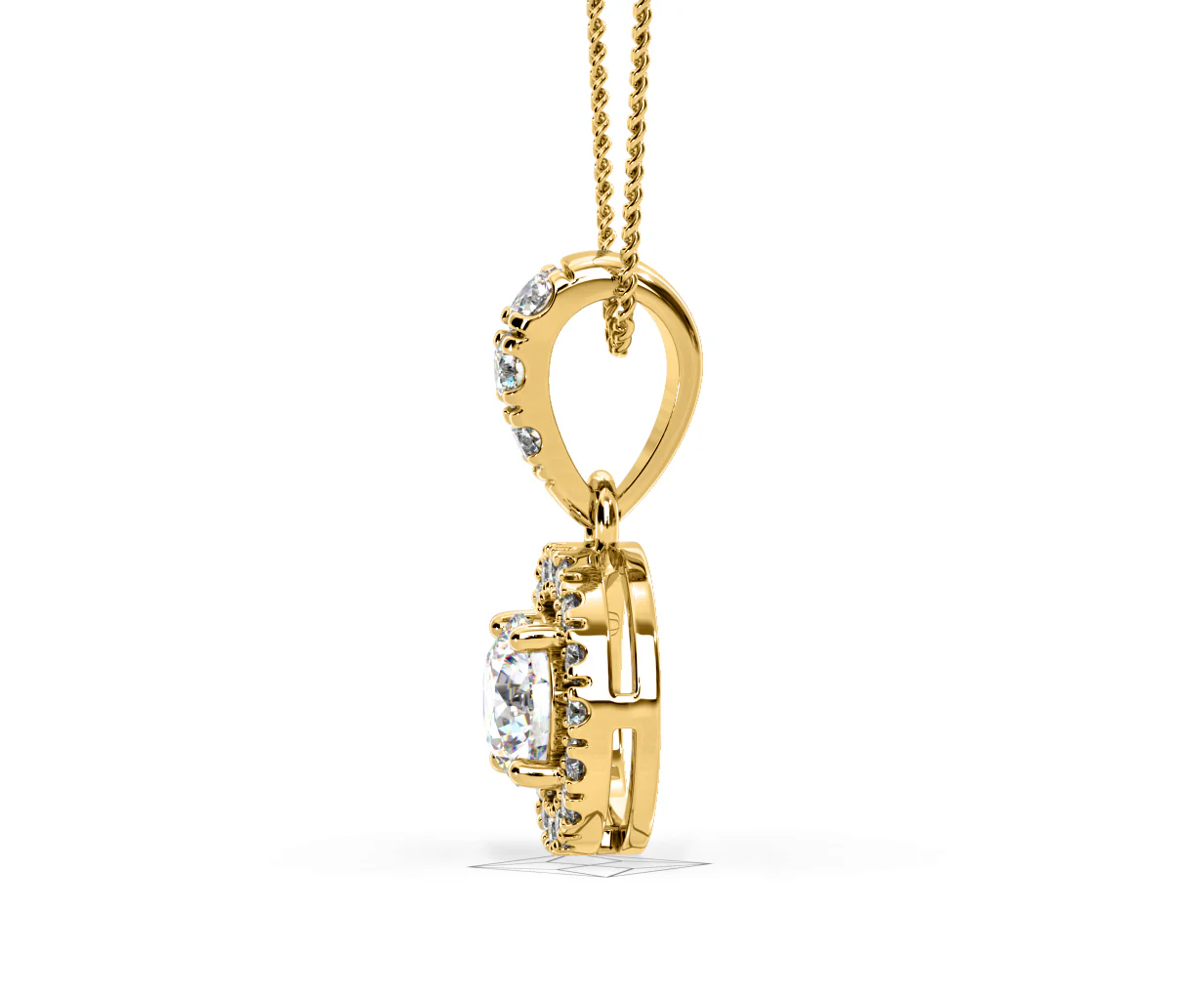 Ella Lab Diamond Halo 0.71ct Pendant Necklace in 18K Yellow Gold F/VS1 - Image 26