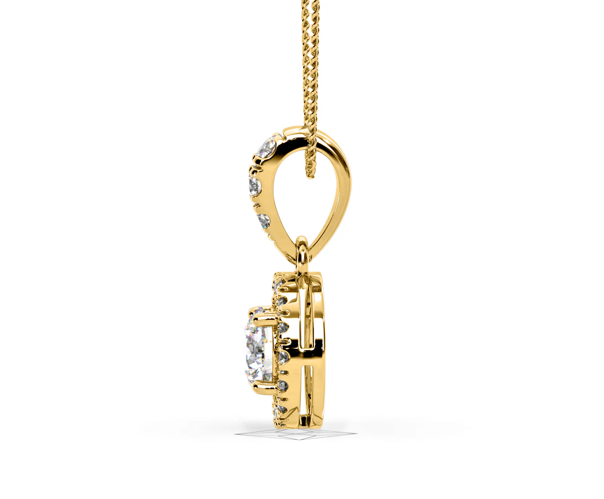 Ella Lab Diamond Halo 0.71ct Pendant Necklace in 18K Yellow Gold F/VS1 - Image 27