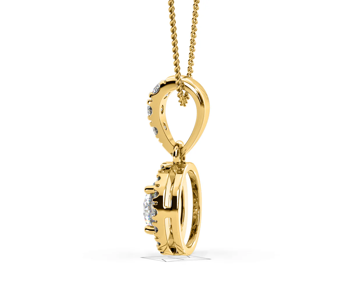 Ella Lab Diamond Halo 0.71ct Pendant Necklace in 18K Yellow Gold F/VS1 - Image 31