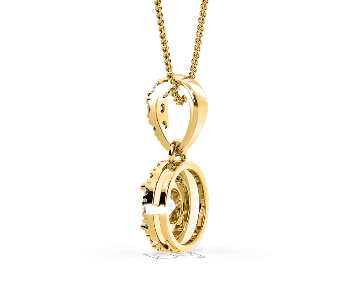 Ella Lab Diamond Halo 0.71ct Pendant Necklace in 18K Yellow Gold F/VS1 - Image 34