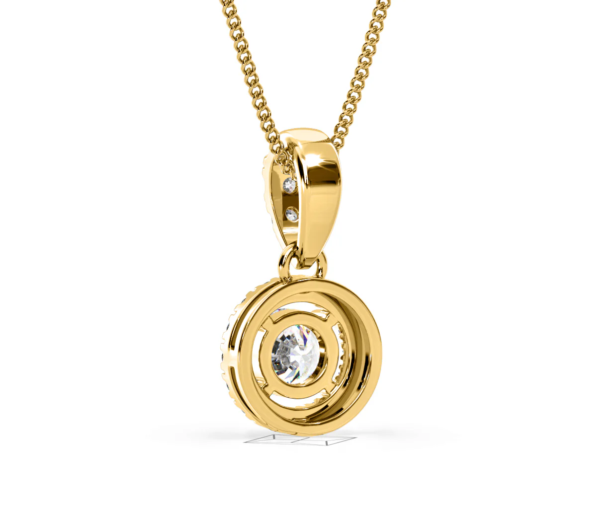 Ella Lab Diamond Halo 0.71ct Pendant Necklace in 18K Yellow Gold F/VS1 - Image 42