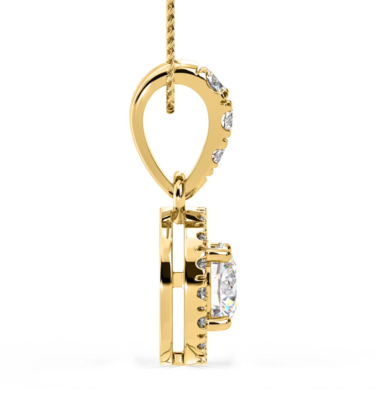 Ella Lab Diamond Halo 0.71ct Pendant Necklace in 18K Yellow Gold F/VS1 - Image 5
