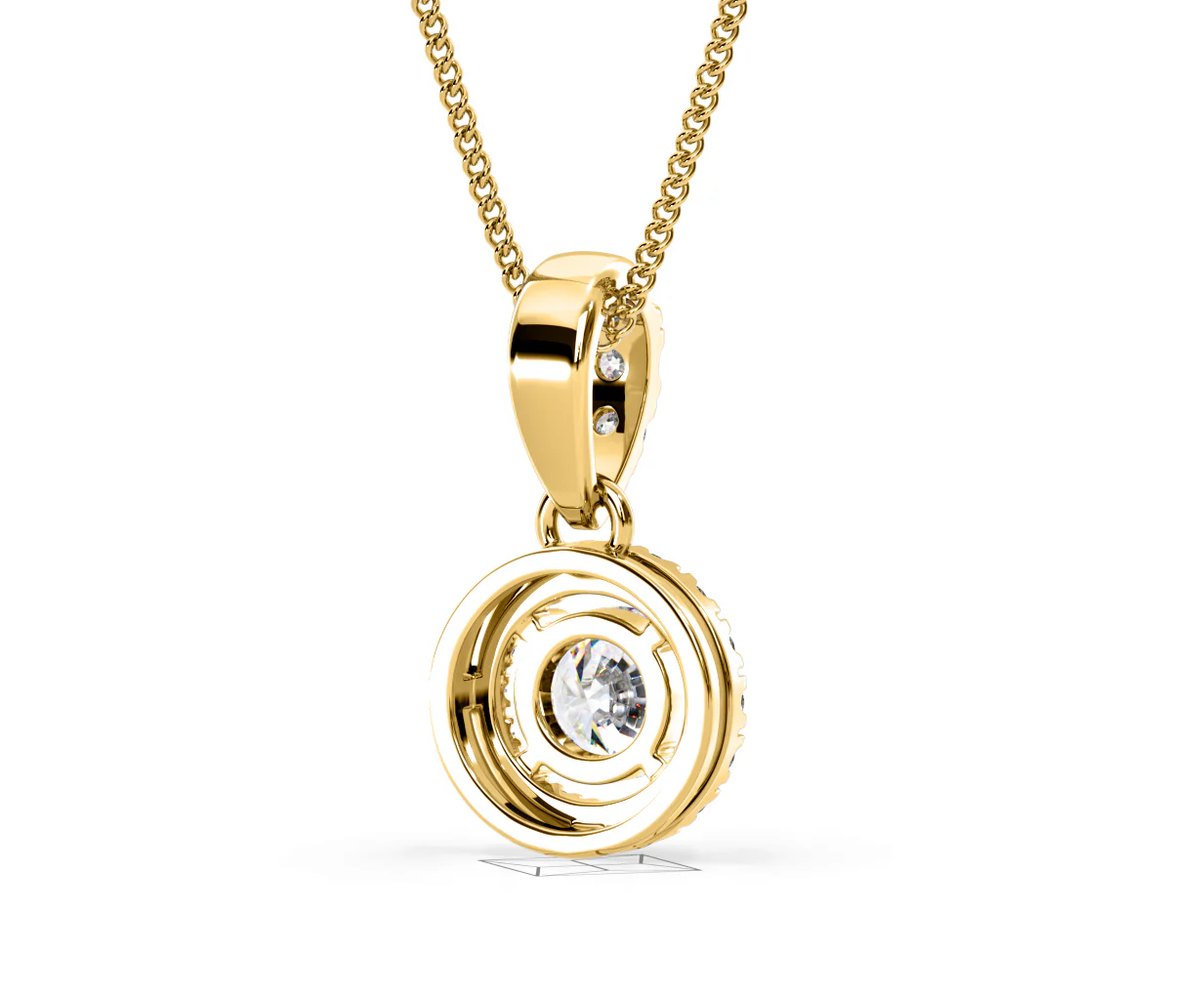 Ella Lab Diamond Halo 0.71ct Pendant Necklace in 18K Yellow Gold F/VS1 - Image 53