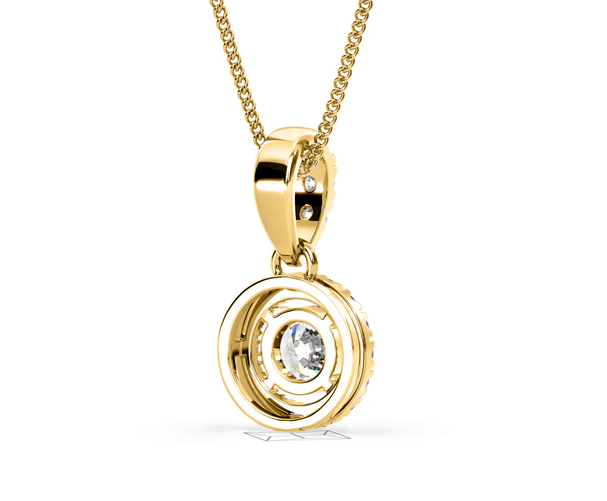 Ella Lab Diamond Halo 0.71ct Pendant Necklace in 18K Yellow Gold F/VS1 - Image 54