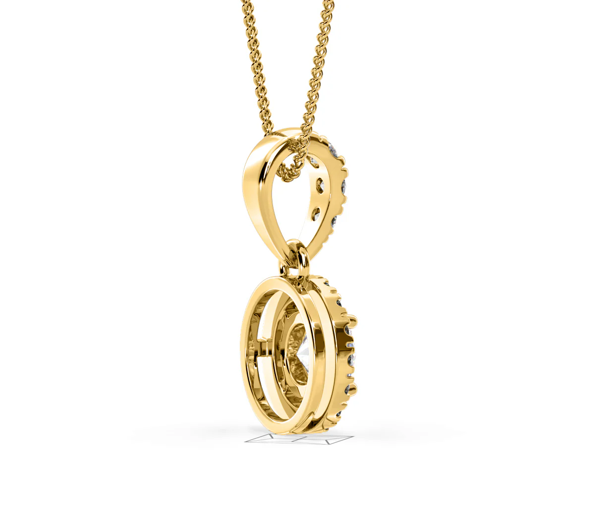 Ella Lab Diamond Halo 0.71ct Pendant Necklace in 18K Yellow Gold F/VS1 - Image 61