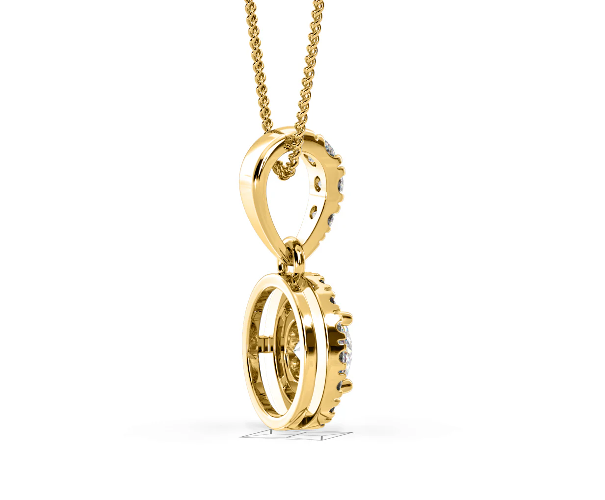Ella Lab Diamond Halo 0.71ct Pendant Necklace in 18K Yellow Gold F/VS1 - Image 62