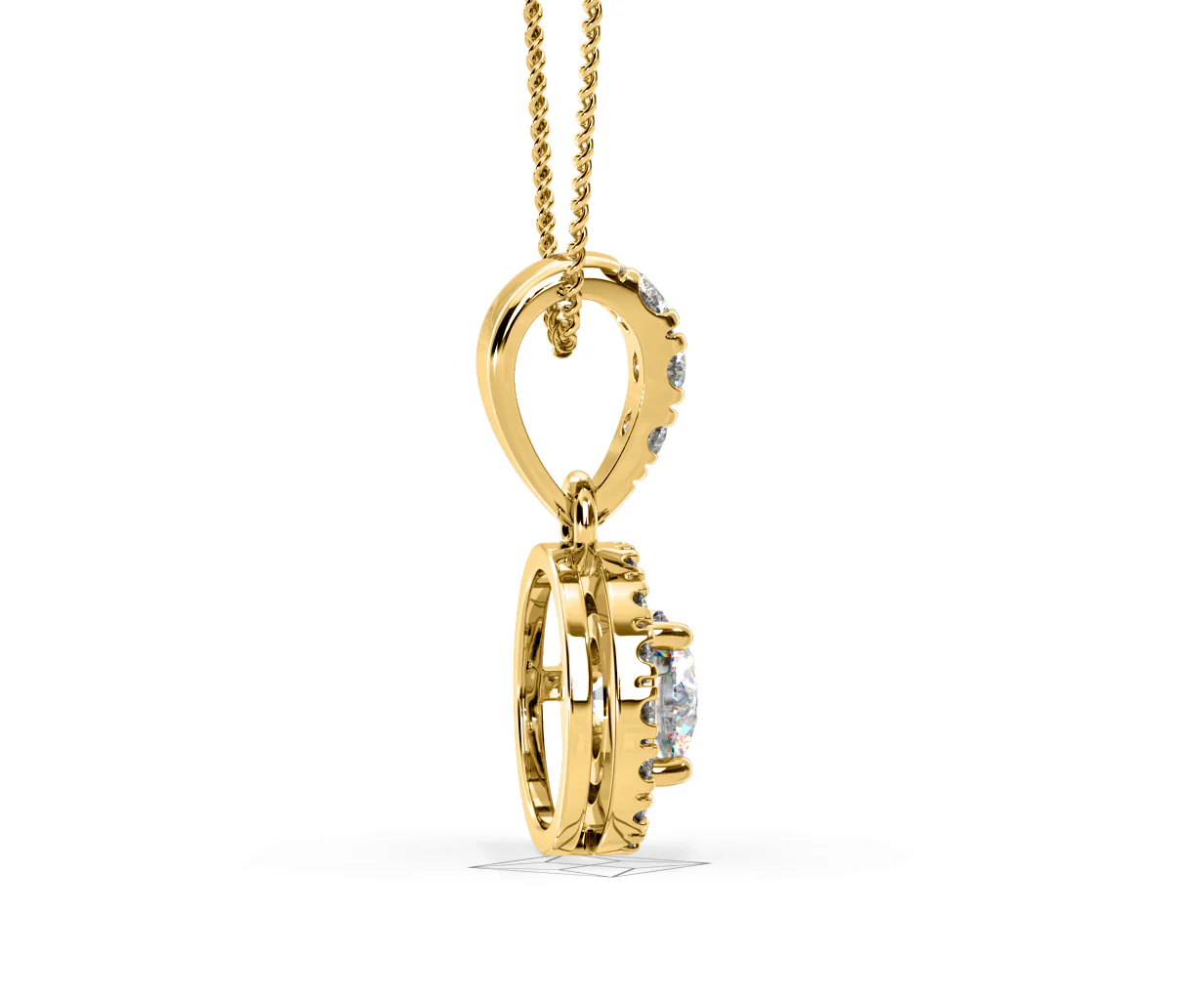 Ella Lab Diamond Halo 0.71ct Pendant Necklace in 18K Yellow Gold F/VS1 - Image 65