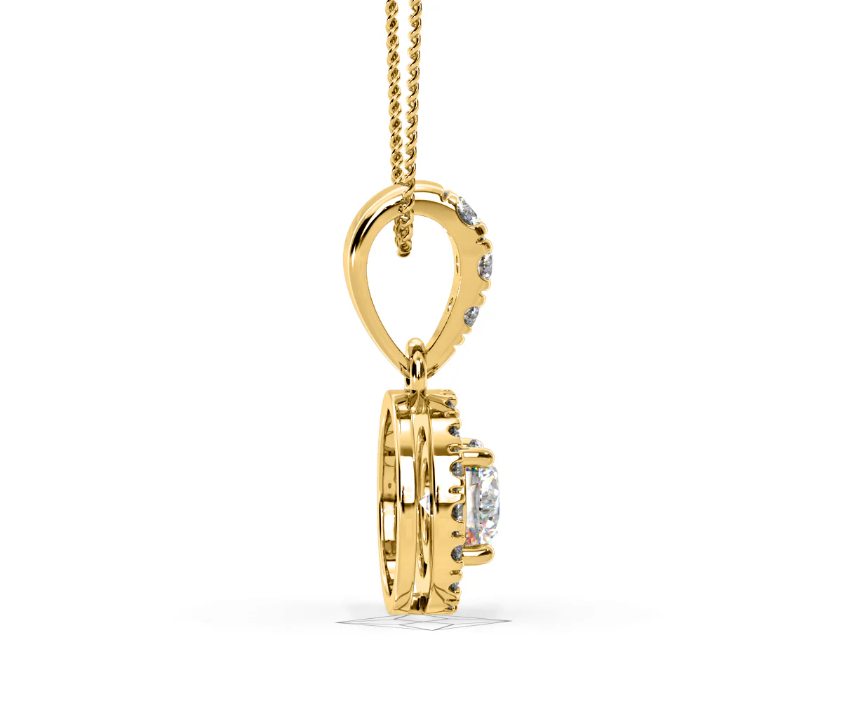 Ella Lab Diamond Halo 0.71ct Pendant Necklace in 18K Yellow Gold F/VS1 - Image 66