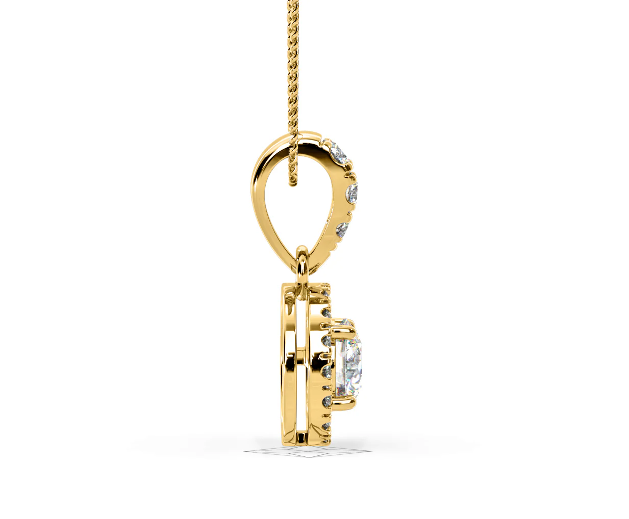 Ella Lab Diamond Halo 0.71ct Pendant Necklace in 18K Yellow Gold F/VS1 - Image 67