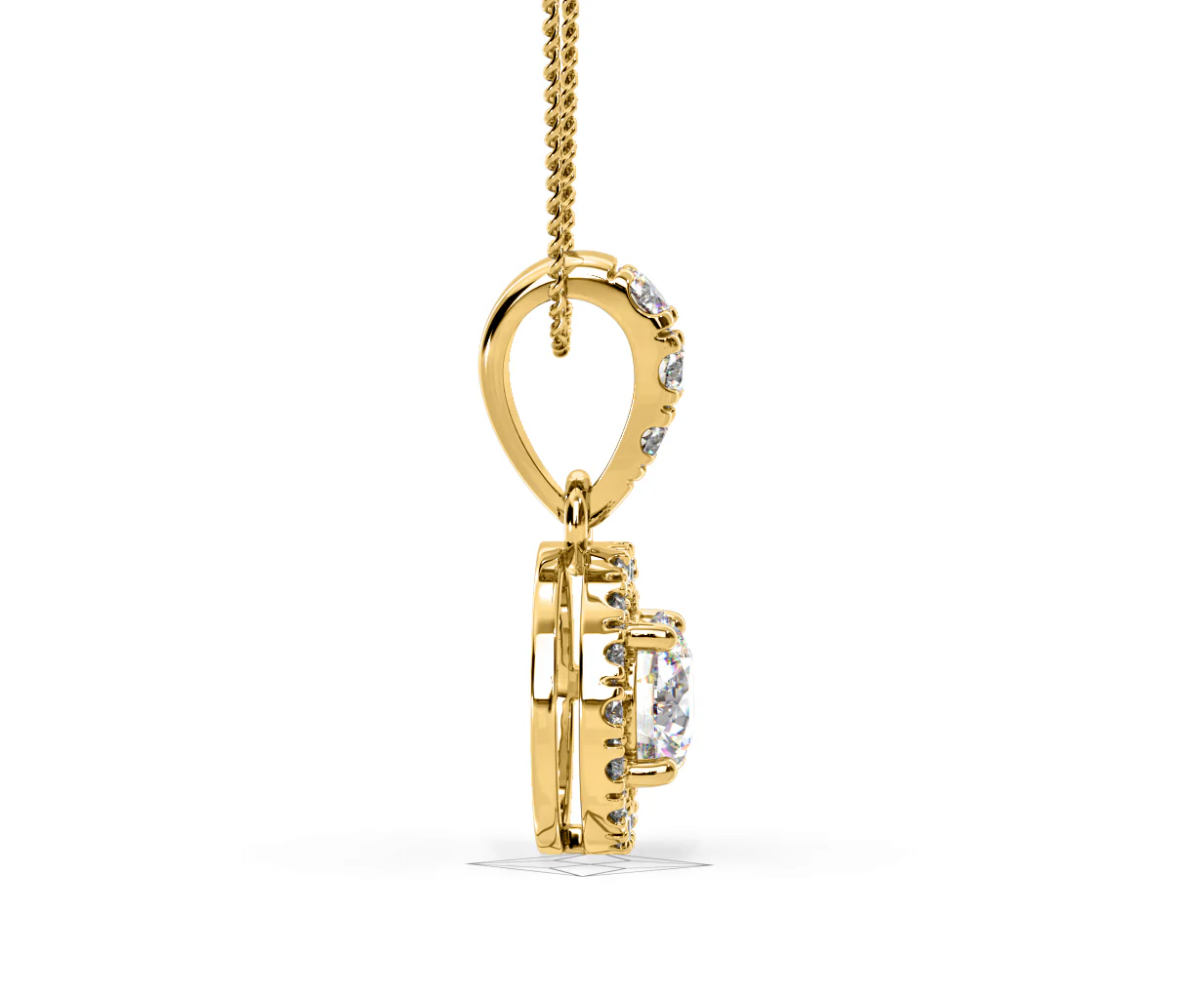 Ella Lab Diamond Halo 0.71ct Pendant Necklace in 18K Yellow Gold F/VS1 - Image 68