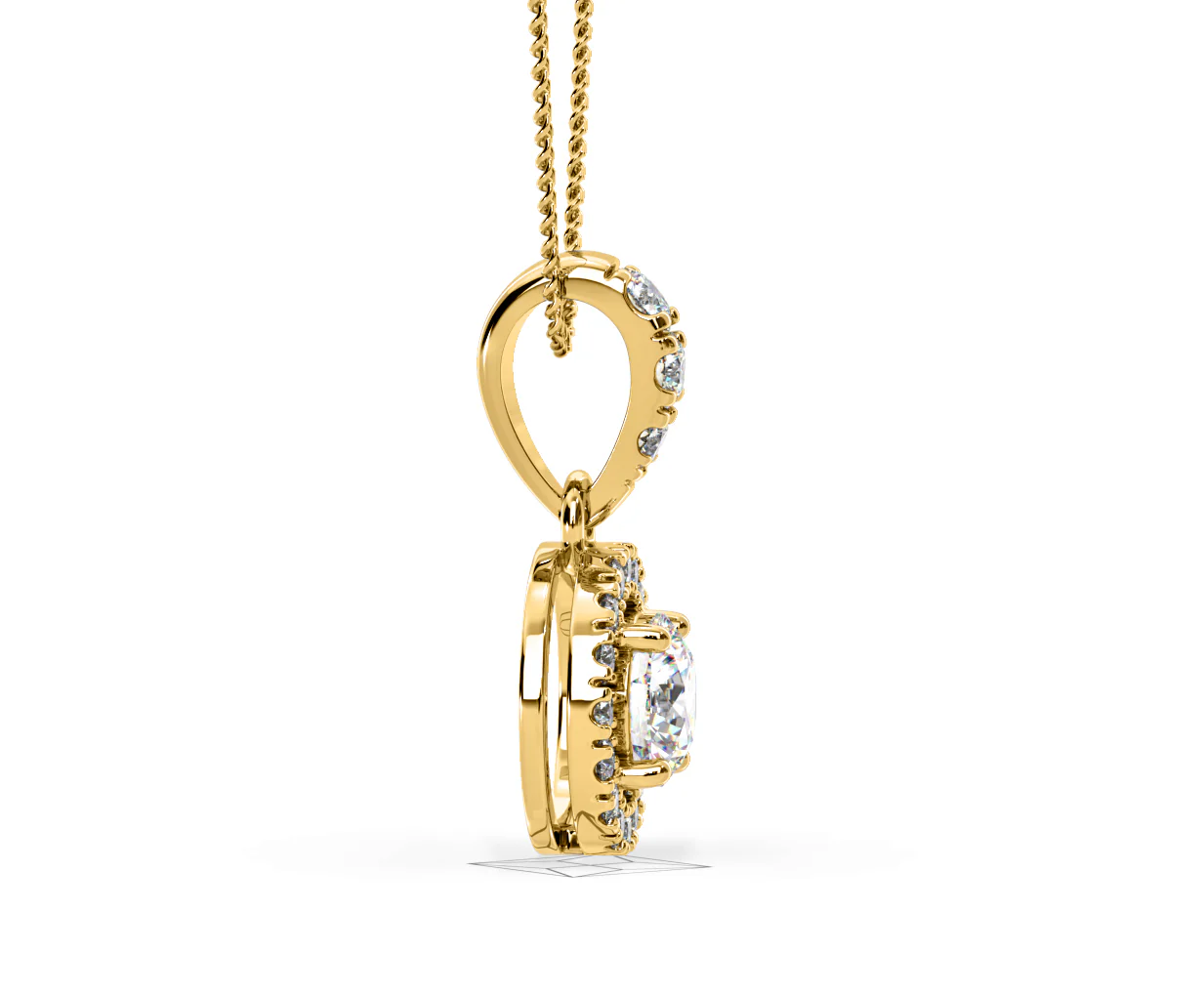 Ella Lab Diamond Halo 0.71ct Pendant Necklace in 18K Yellow Gold F/VS1 - Image 69
