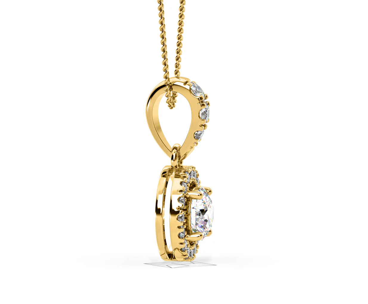 Ella Lab Diamond Halo 0.71ct Pendant Necklace in 18K Yellow Gold F/VS1 - Image 70
