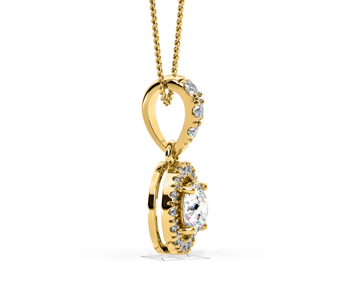 Ella Lab Diamond Halo 0.71ct Pendant Necklace in 18K Yellow Gold F/VS1 - Image 71