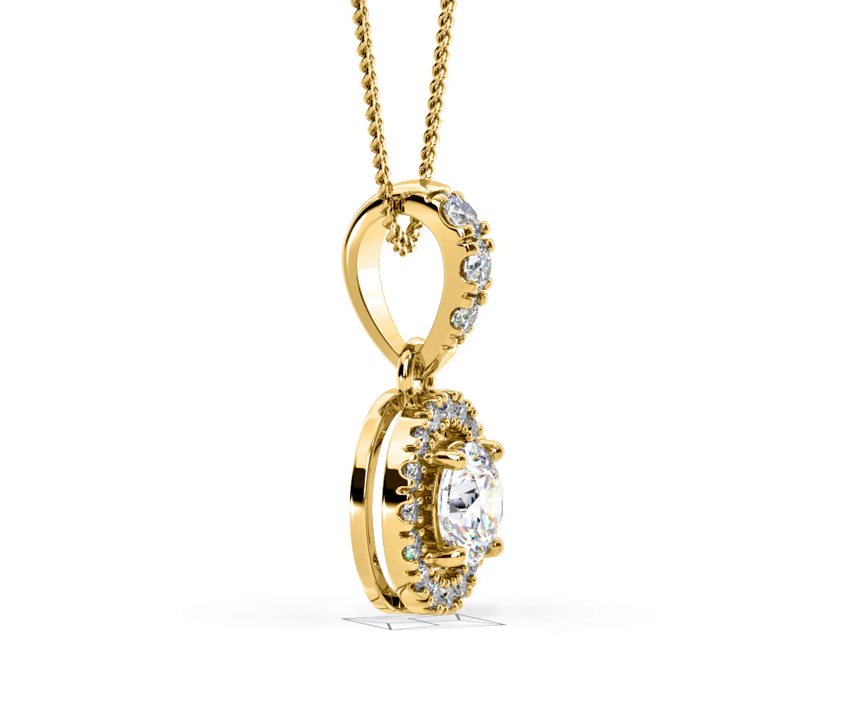 Ella Lab Diamond Halo 0.71ct Pendant Necklace in 18K Yellow Gold F/VS1 - Image 72