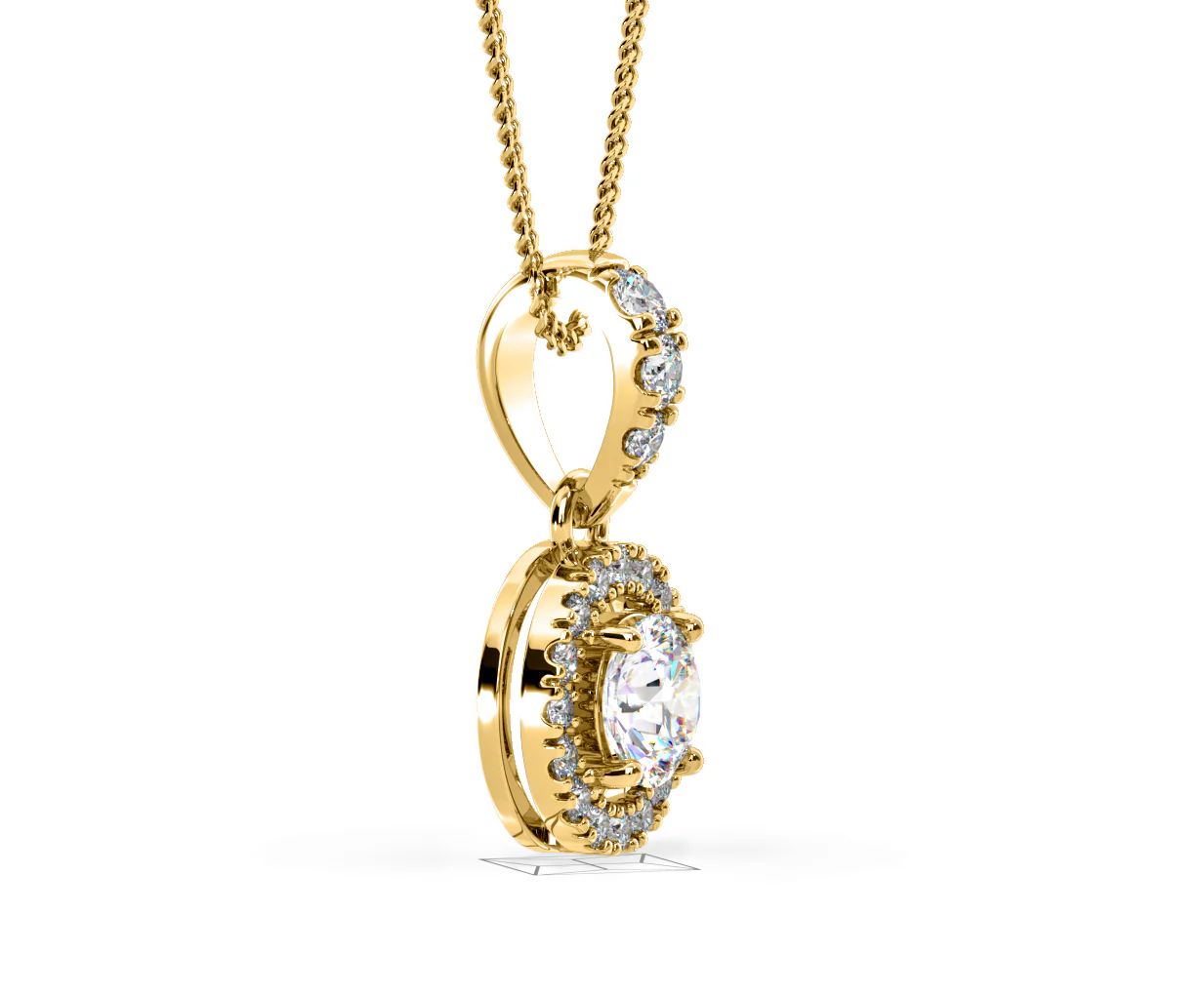 Ella Lab Diamond Halo 0.71ct Pendant Necklace in 18K Yellow Gold F/VS1 - Image 73