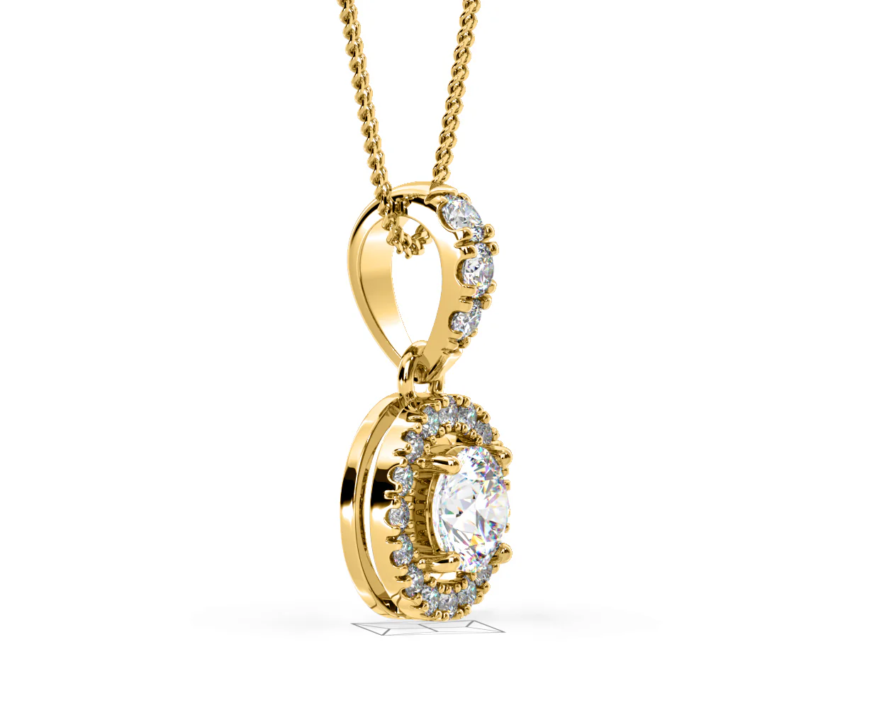 Ella Lab Diamond Halo 0.71ct Pendant Necklace in 18K Yellow Gold F/VS1 - Image 74
