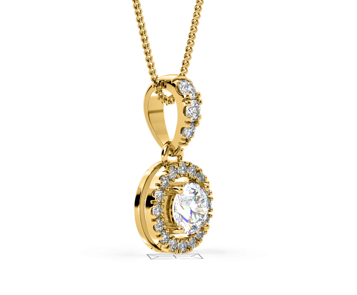 Ella Lab Diamond Halo 0.71ct Pendant Necklace in 18K Yellow Gold F/VS1 - Image 76