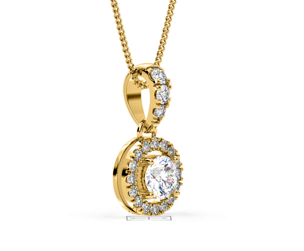 Ella Lab Diamond Halo 0.71ct Pendant Necklace in 18K Yellow Gold F/VS1 - Image 77