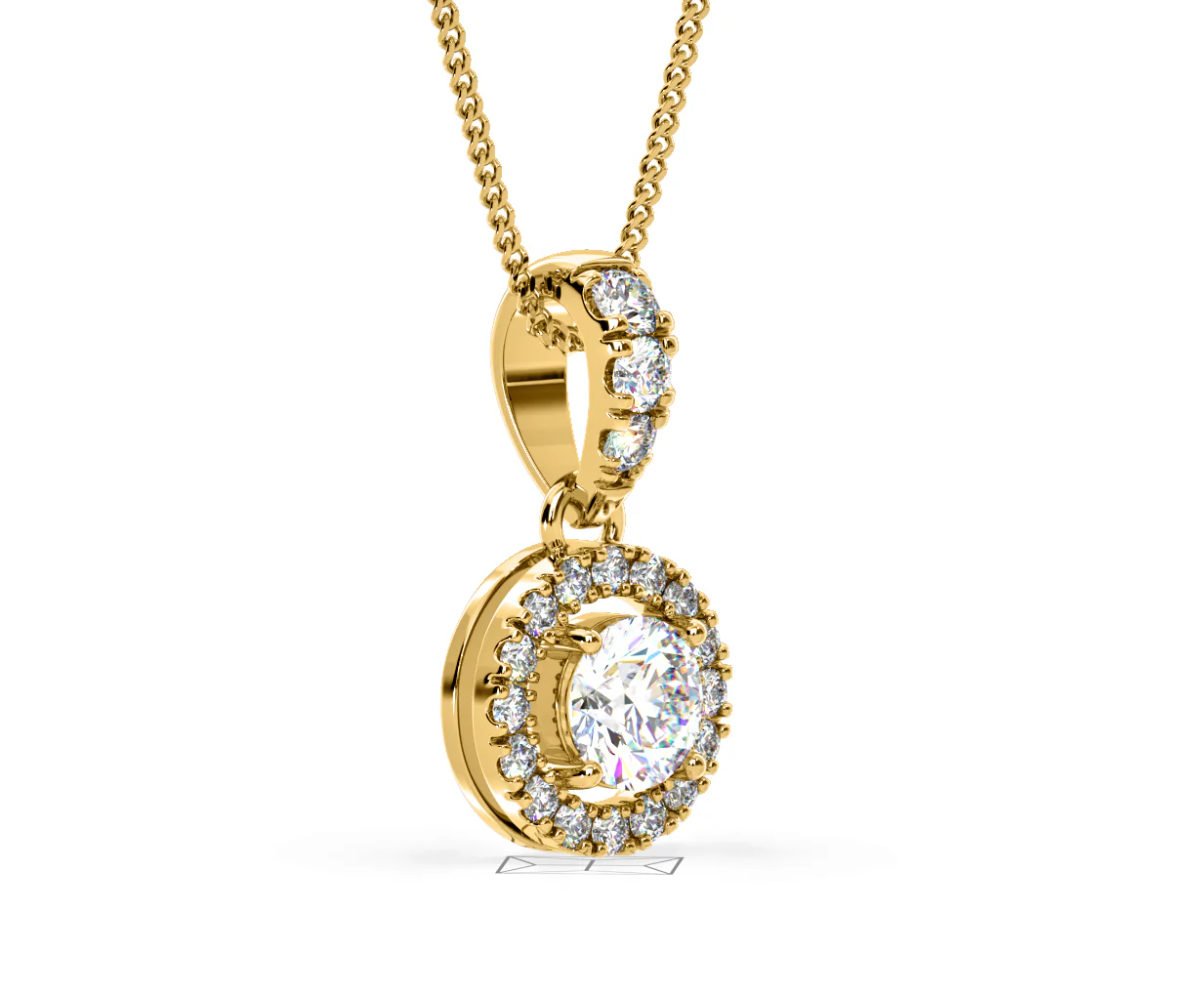 Ella Lab Diamond Halo 0.71ct Pendant Necklace in 18K Yellow Gold F/VS1 - Image 78