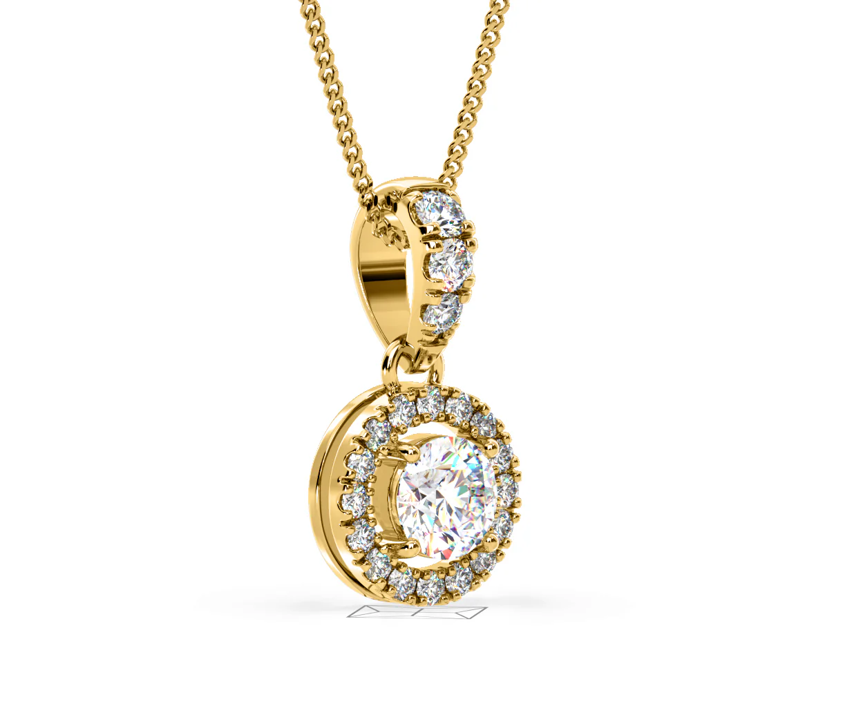 Ella Lab Diamond Halo 0.71ct Pendant Necklace in 18K Yellow Gold F/VS1 - Image 79