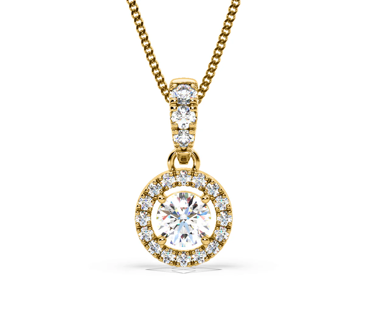 Ella Lab Diamond Halo 0.71ct Pendant Necklace in 18K Yellow Gold F/VS1 - Image 8