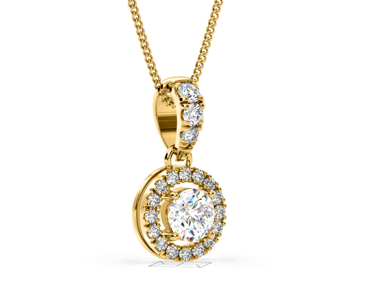 Ella Lab Diamond Halo 0.71ct Pendant Necklace in 18K Yellow Gold F/VS1 - Image 80