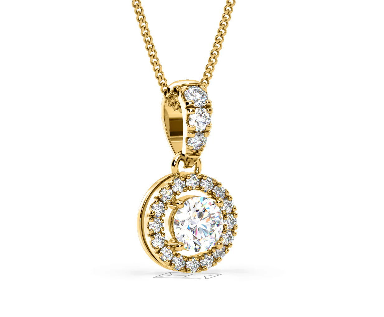 Ella Lab Diamond Halo 0.71ct Pendant Necklace in 18K Yellow Gold F/VS1 - Image 81