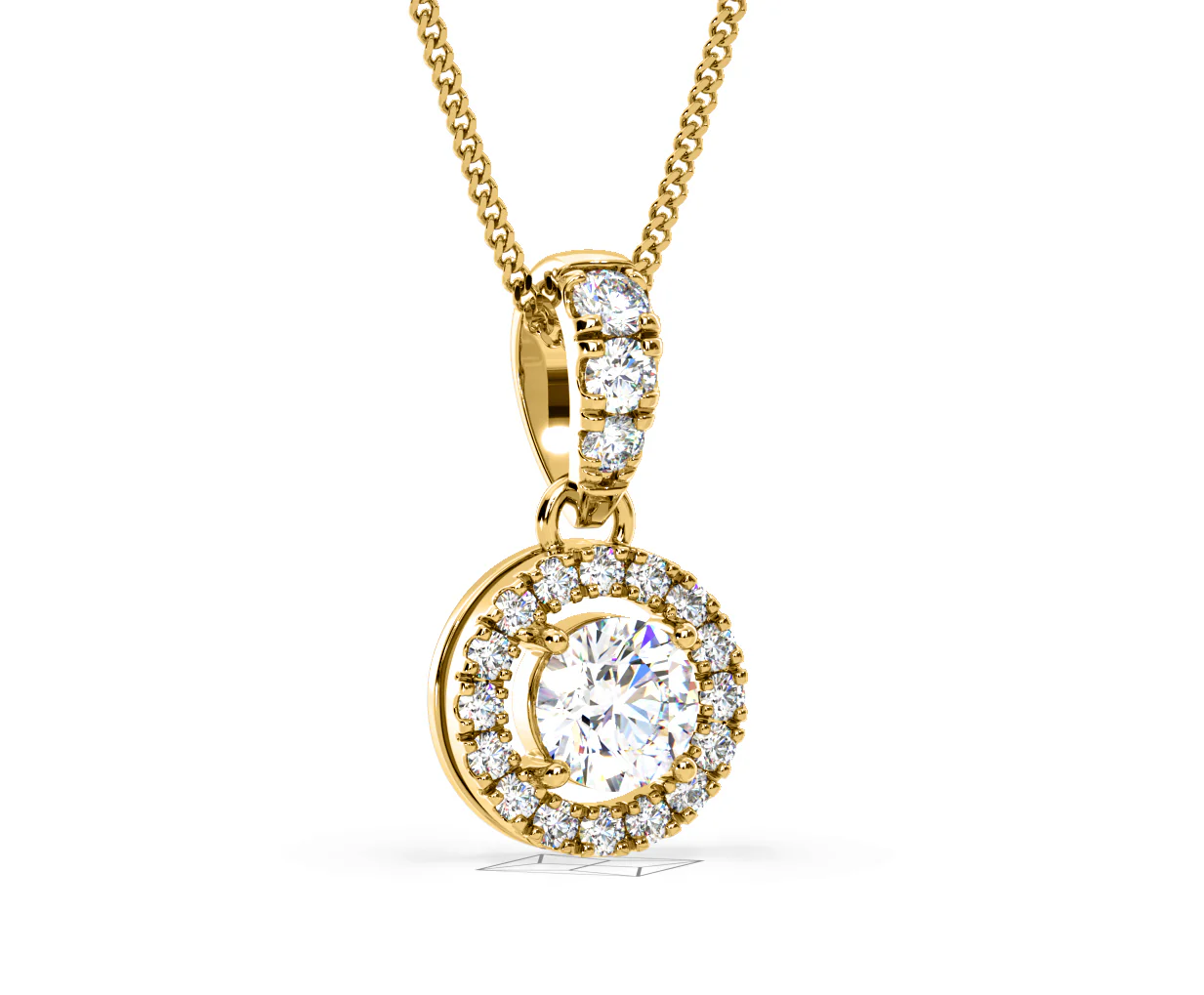 Ella Lab Diamond Halo 0.71ct Pendant Necklace in 18K Yellow Gold F/VS1 - Image 82