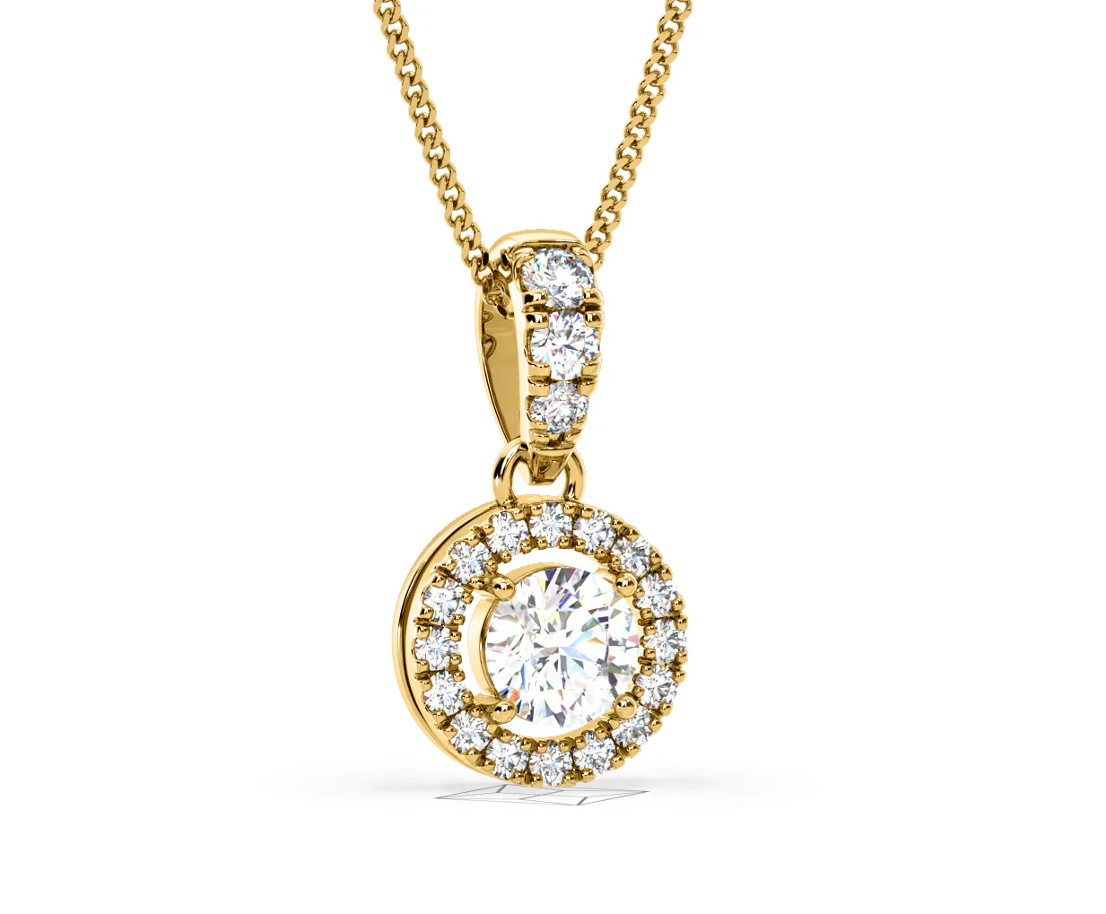 Ella Lab Diamond Halo 0.71ct Pendant Necklace in 18K Yellow Gold F/VS1 - Image 83