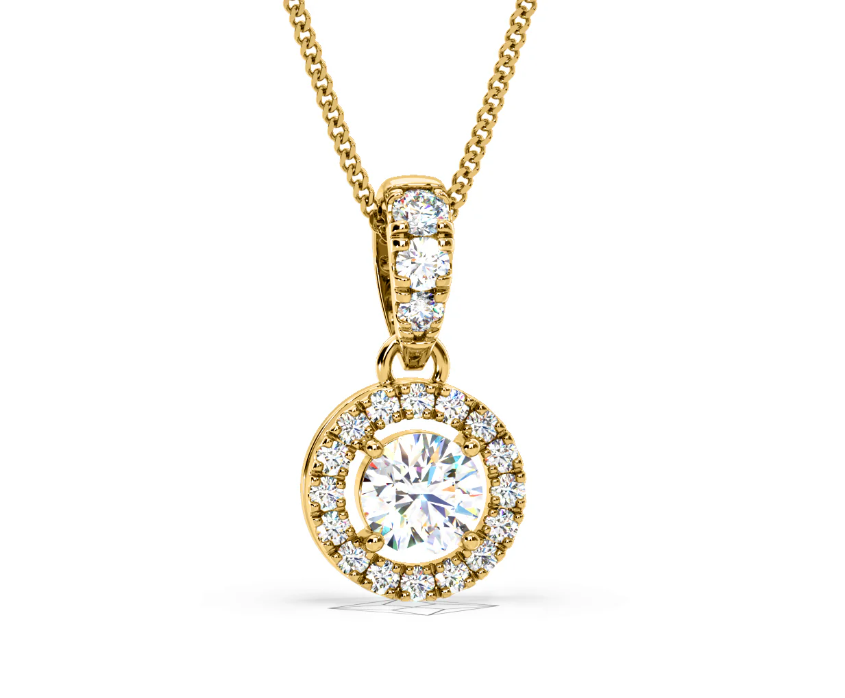 Ella Lab Diamond Halo 0.71ct Pendant Necklace in 18K Yellow Gold F/VS1 - Image 85