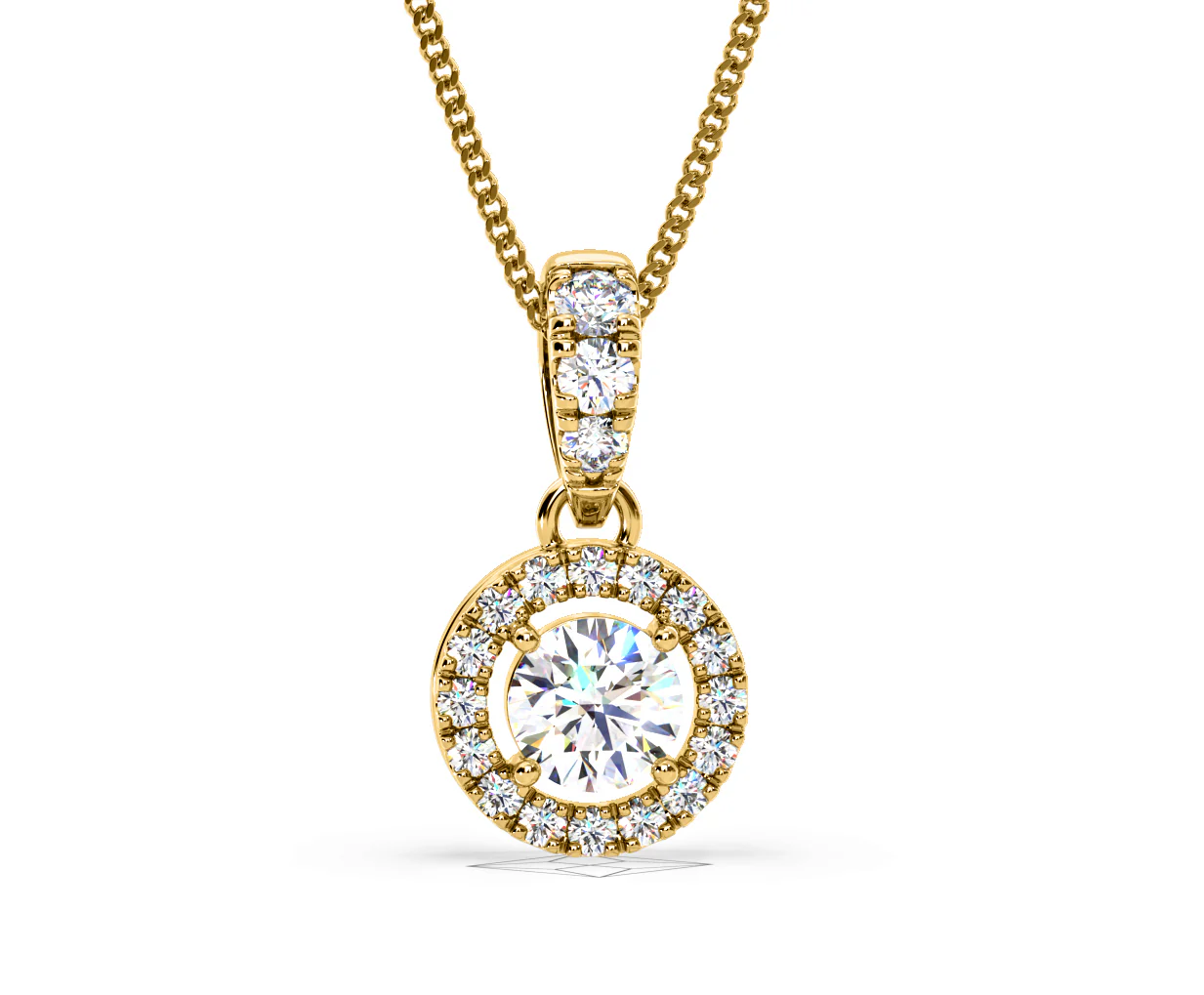 Ella Lab Diamond Halo 0.71ct Pendant Necklace in 18K Yellow Gold F/VS1 - Image 86
