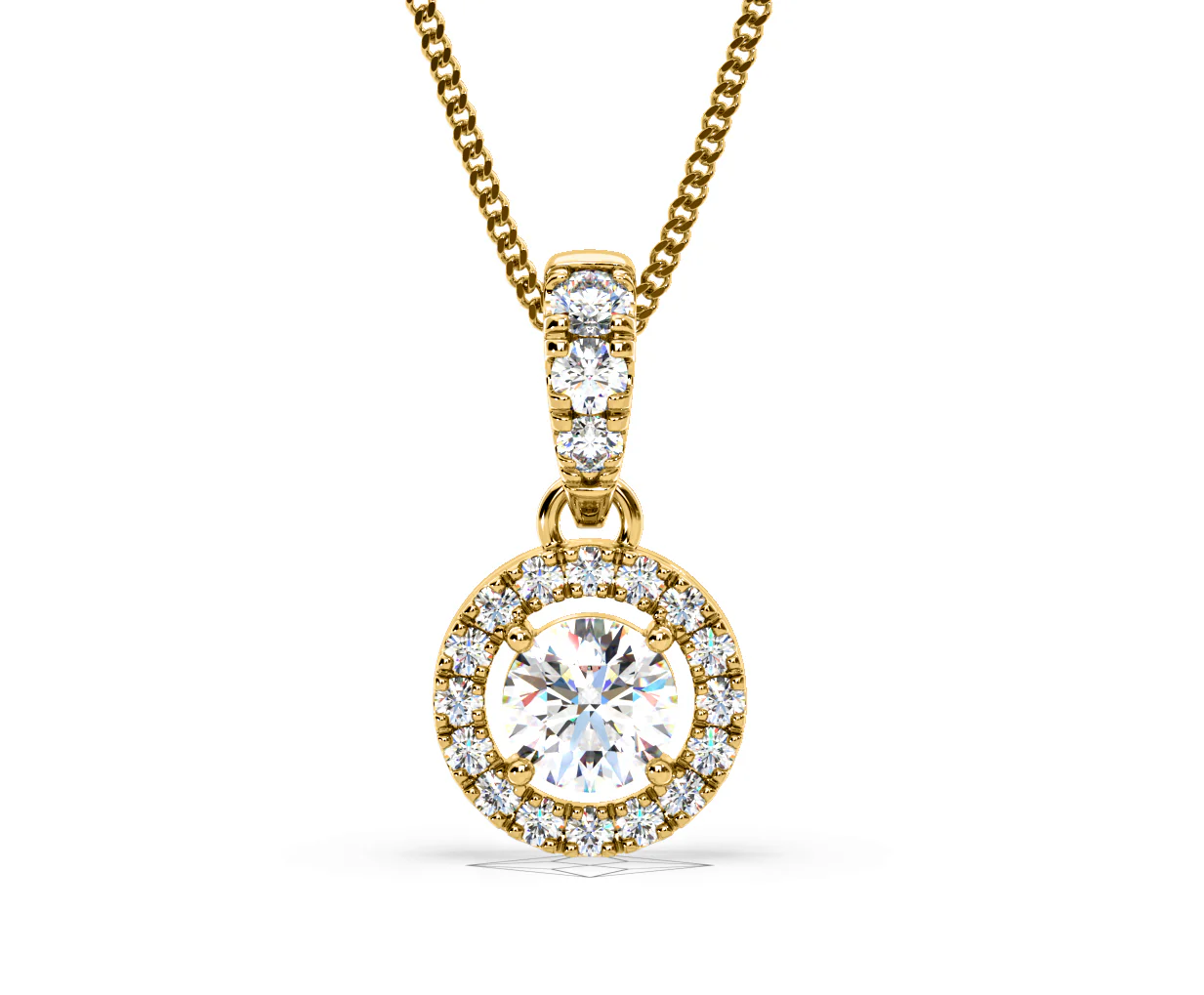Ella Lab Diamond Halo 0.71ct Pendant Necklace in 18K Yellow Gold F/VS1 - Image 87