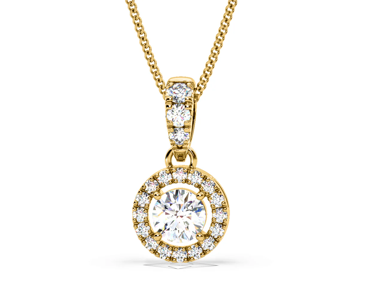 Ella Lab Diamond Halo 0.71ct Pendant Necklace in 18K Yellow Gold F/VS1 - Image 9