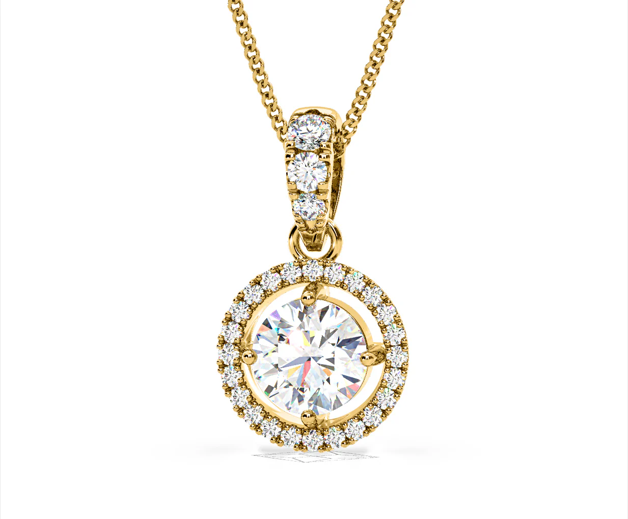 Ella Lab Diamond Halo 1.38ct Pendant Necklace in 18K Yellow Gold F/VS1 - Image 10