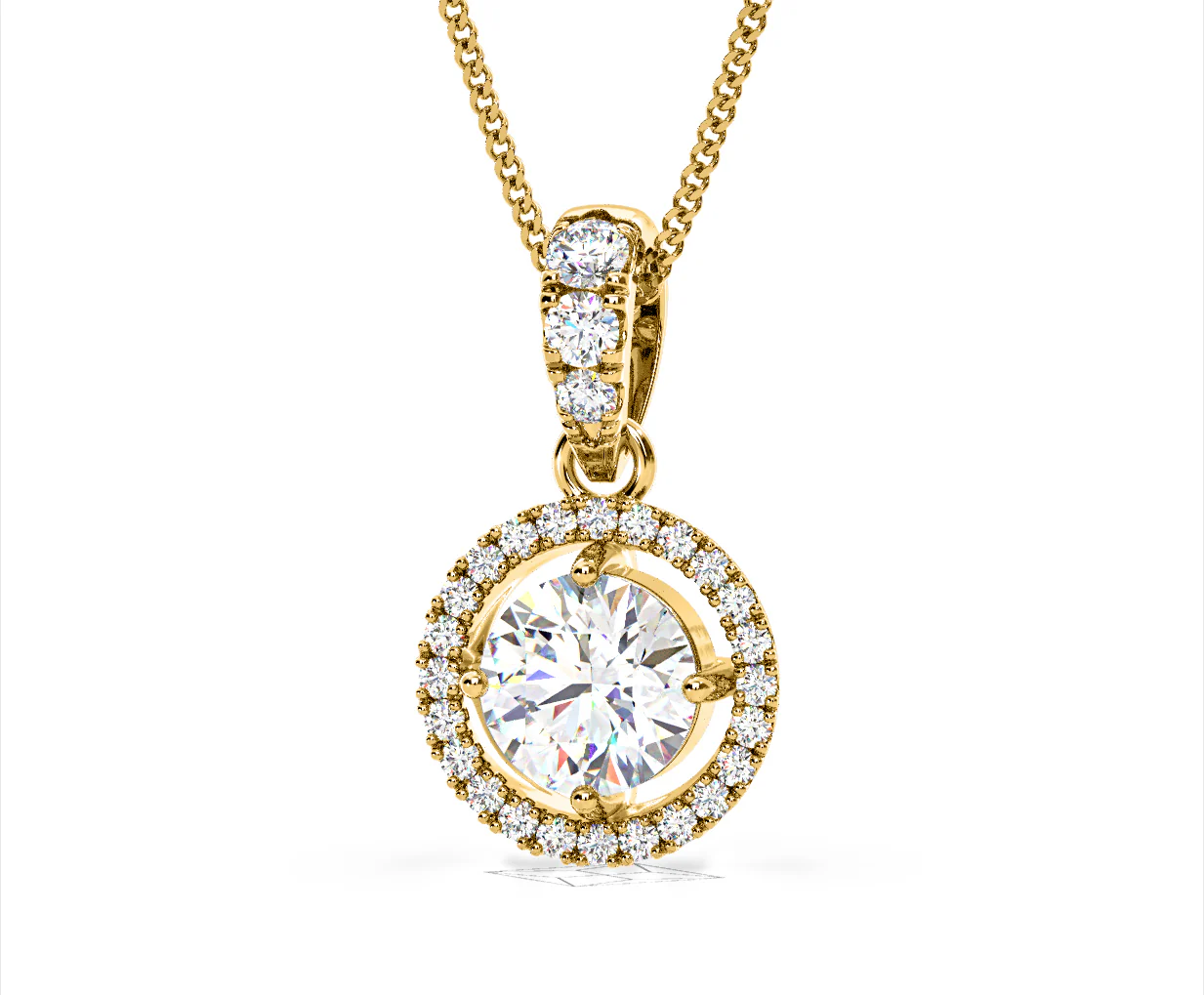 Ella Lab Diamond Halo 1.38ct Pendant Necklace in 18K Yellow Gold F/VS1 - Image 11