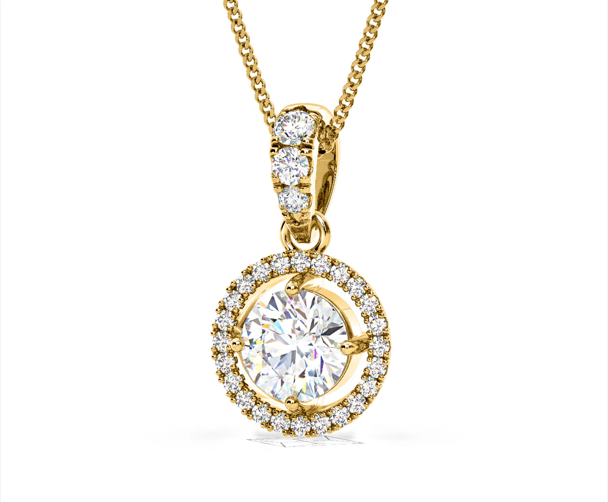 Ella Lab Diamond Halo 1.38ct Pendant Necklace in 18K Yellow Gold F/VS1 - Image 12