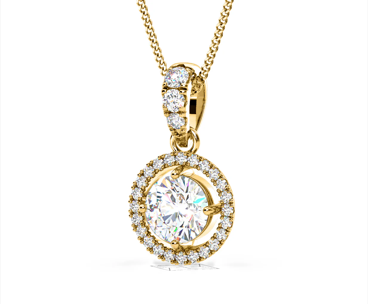 Ella Lab Diamond Halo 1.38ct Pendant Necklace in 18K Yellow Gold F/VS1 - Image 13
